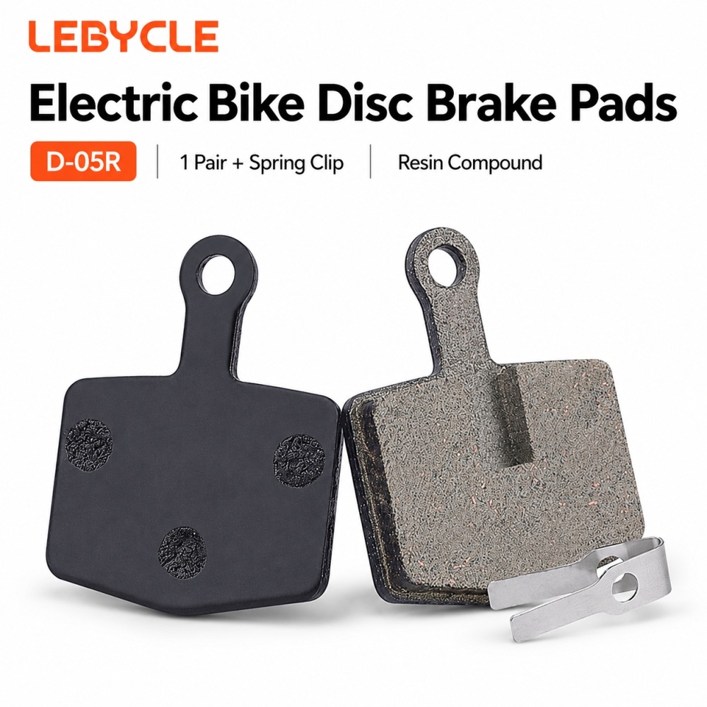 LEBYCLE Electric Bike E-Bike Disc Brake Pads Resin Semi-Metallic Bicycle Brake Pads Suitable For Premium Electric Vehicle 26 x 32.5mm with Spring Clip