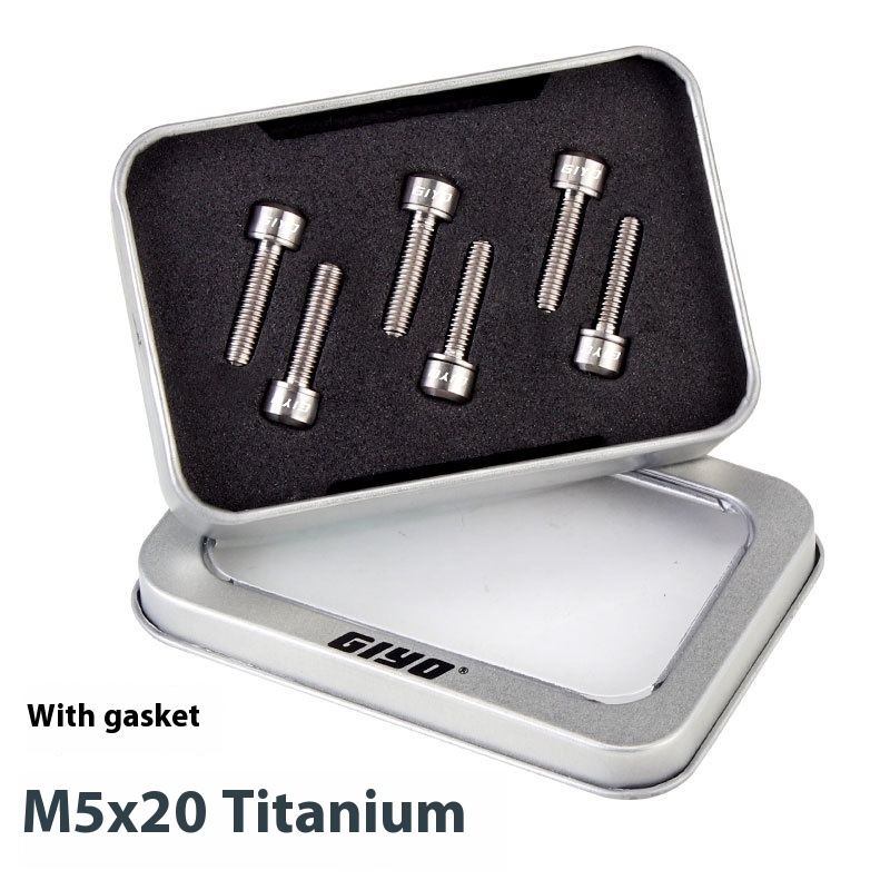 GIYO Titanium Alloy Stem Bolts M5x18/20 with Washers Mountain and Road Bike Handlebar Fixing Bolts