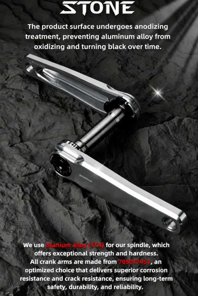 STONE  Road Bike Crankset Easton Interface 7075 Aluminum CNC Crank Arms with TC4 Titanium Spindle FC-RD005