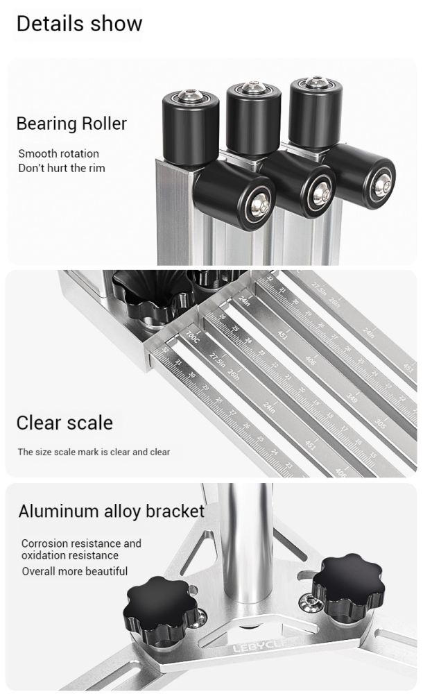 LEBYCLE Bicycle Wheel Building Stand for Mountain and Road Bike Wheelsets - Hub Spoke and Rim Lacing Tool