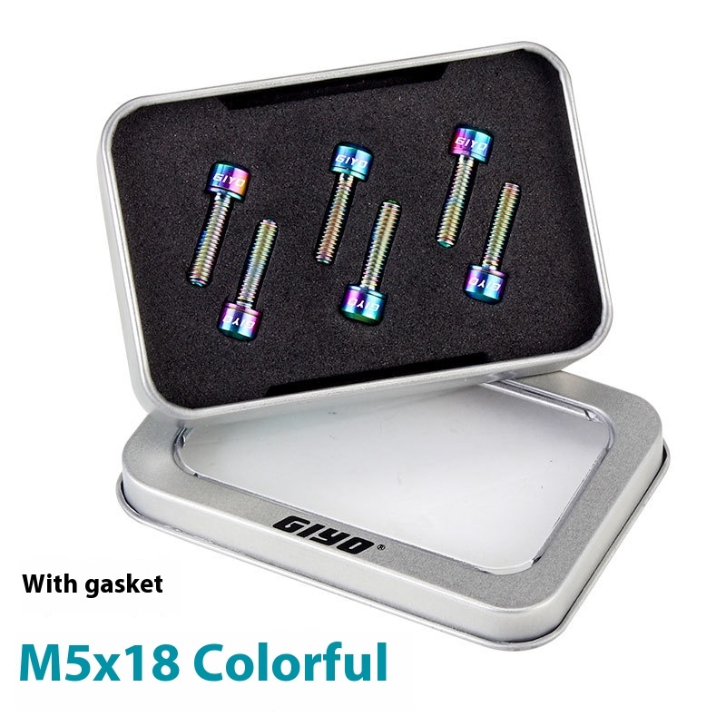 GIYO Titanium Alloy Stem Bolts M5x18/20 with Washers Mountain and Road Bike Handlebar Fixing Bolts