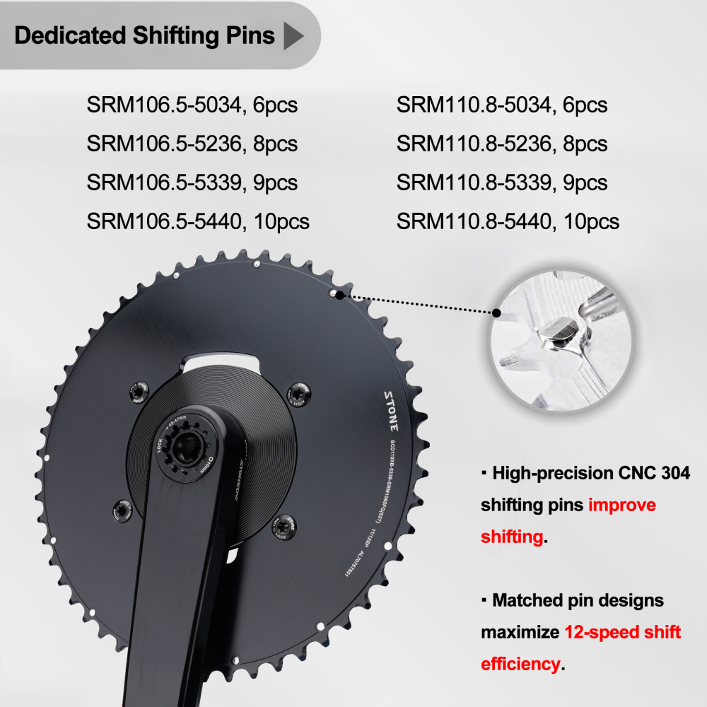 Stone Double Chainring 110BCD for SRM PowerMeter PM7 PM9 Crankset 5800 6800 4700 9000 Round Aero 50 34T 52 36T 53 39T 54 40T Road Bike