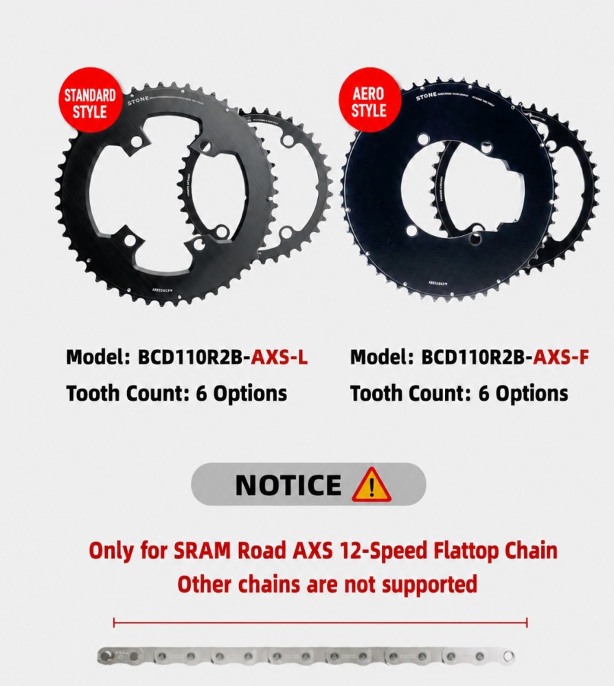 Stone 110bcd Double Bike Chainring aero hollow for Sram AXS Flattop 12 13 Speed for Shimano Sigeyi Magene QUARQ R7000 R7100 R8000 R8100 R9100 R9200 4700 5800 6800 9000