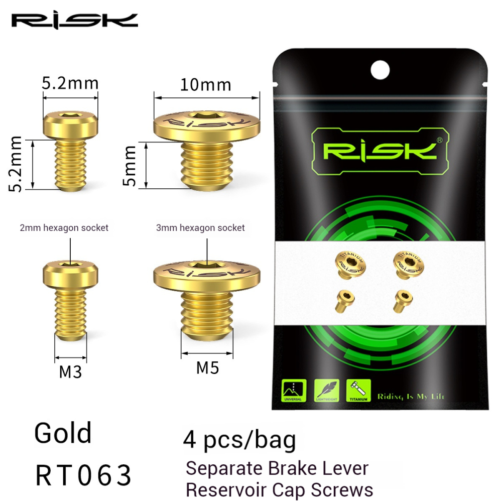 RISK Titanium Alloy Brake Lever Lid Screws for Oil Disc Brake Fluid Filling Hole XT XTR M615 M675 M785 M8000