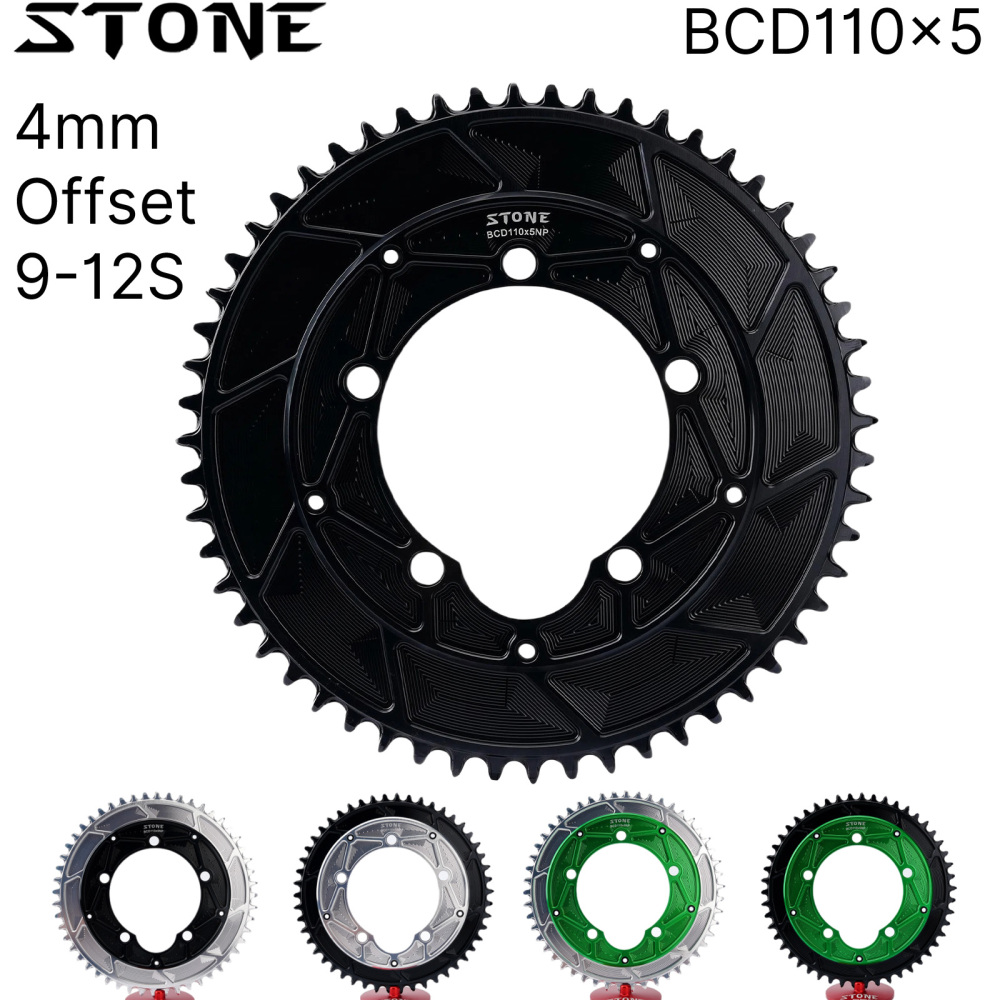 Stone 110bcd Round Chainring 4MM Offset Aero for Force Red Rival S350 S900 42t To 60t Road Bike for Sram Cx Gravel Quarq 5 Arms 12s 12 Speed