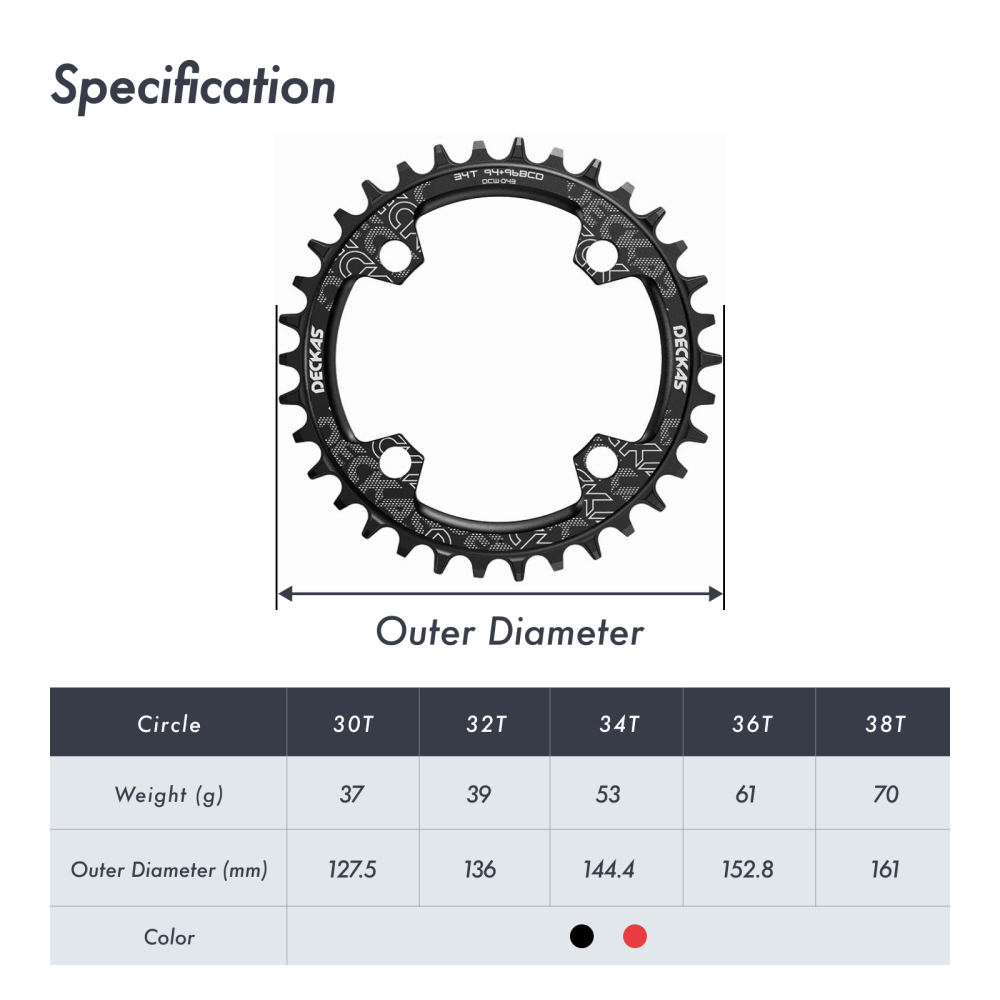 Deckas Chainring 96BCD 94BCD Round 32t 34t 36t 38t Tooth Plate MTB Mountain Bike 96BCD Road Bike M4000 M4050 NX GX X1