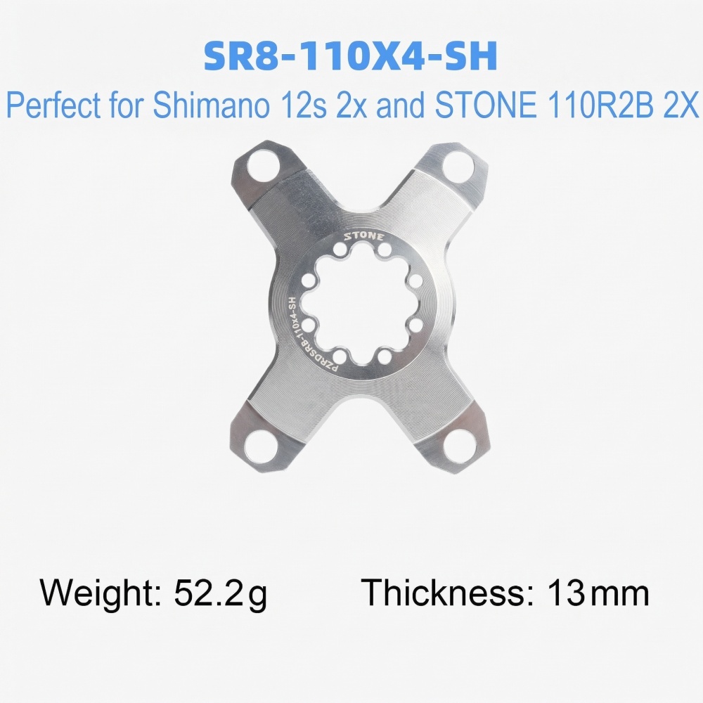 Stone AXS Chainring Adapter Converter Spider 110BCD for Sram Force Red Etap QUARQ Road Bike Gravel 12S Crank 105 R8000 8 bolts pins 2x r7000 r800 r9100 r7100 r8100 r9200 AXS Flattop T-type 8 bolts pins XPLR 12s 13s