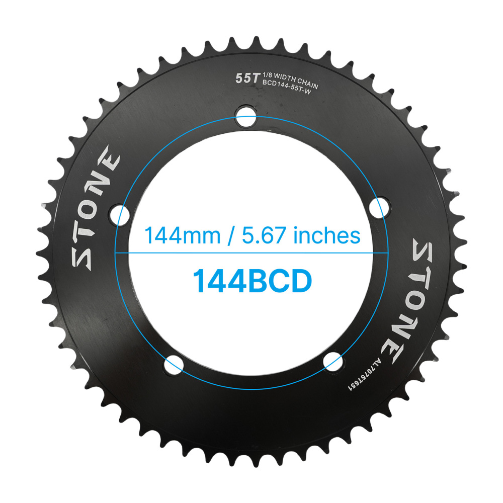 Stone 144BCD Round Chainring 42T-70T for Fixed Gear Track Bike Fixie Single Speed Bicycle 5-Bolt 1/2" x 1/8" Chain 7075 Aluminum Chainwheel