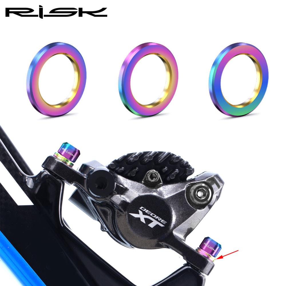 RISK Titanium Alloy M5/6mm Screw Washers Gold and Colored Flat Washers for Mountain Bikes