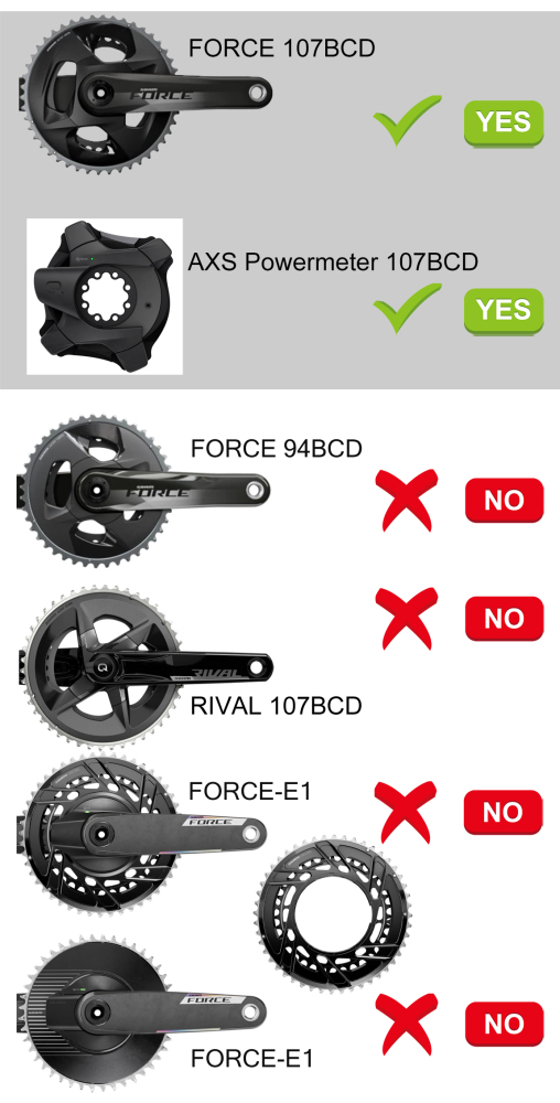 STONE 107BCD Bike Double Chainring Round 2X for Sram FORCE ETAP Flattop AXS 12S 46T 48T 33 35T 50T 37T 52T 39T 54T 41T Circle