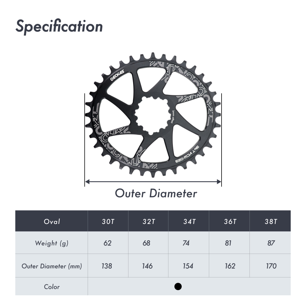 Deckas Oval Direct Mount Chainring 28T–38T 3mm / 6mm Offset for SRAM XX1 X01 GX Eagle 3-Bolt MTB Narrow Wide 28T 30T 32T 34T 36T 38T DM Chainwheel