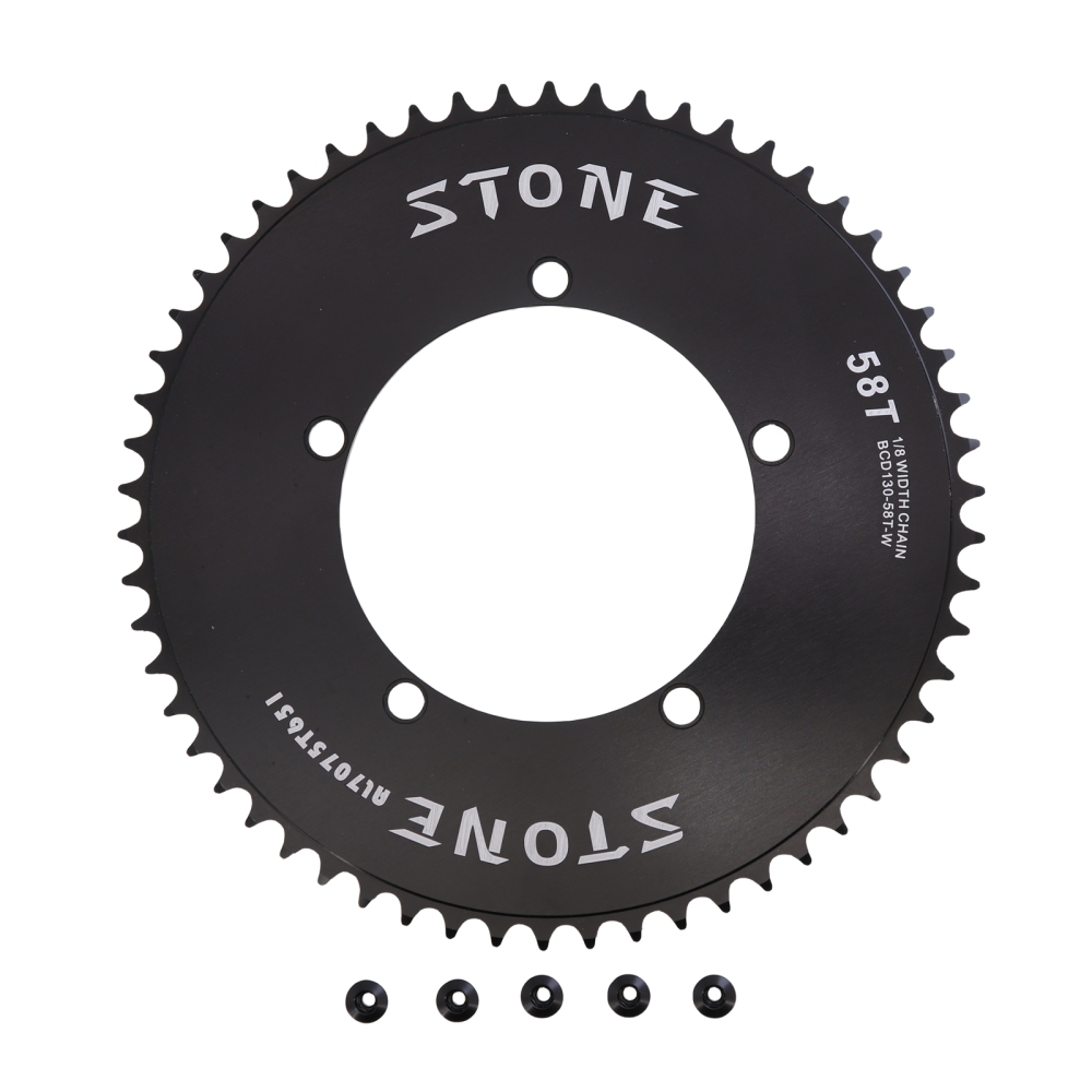Stone 130 BCD Chainring for Single Speed Fixed Gear Fixie Track Bike Round 42T-60T Chainwheel 1/2" x 1/8" Chain