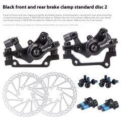 Black - Front + Rear Disc Brake Calipers + 2 Rotors