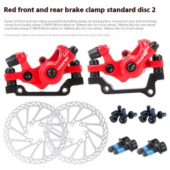 Red - Front + Rear Disc Brake Calipers + 2 Rotors
