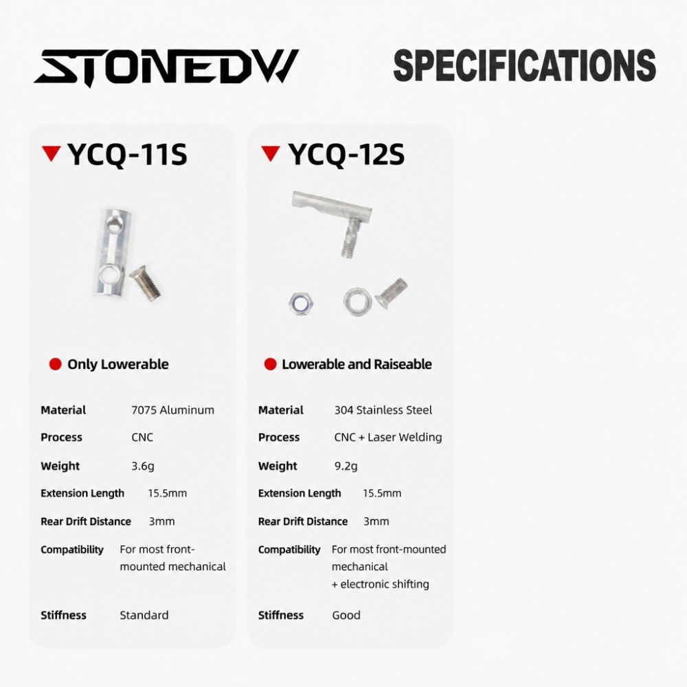 STONE Road Bike Front Derailleur Extender Adapter for SHIMANO Di2 105 Ultegra Dura-Ace 10/11/12S SRAM Force AXS 12-Speed Raise Lower Height Adjustment  Bike Chainring Accessories
