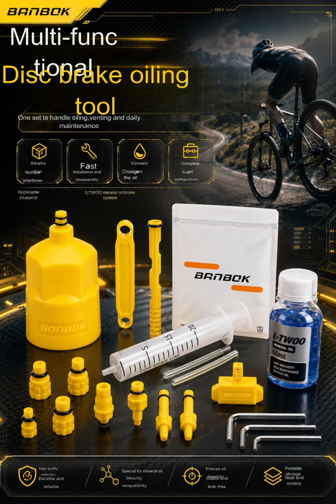 BANBOK Universal Hydraulic Disc Brake Bleed Kit for LTWOO & Mineral Oil Systems – Professional Bicycle Oil Injector Tool Set with Syringe, Funnel & Adapters