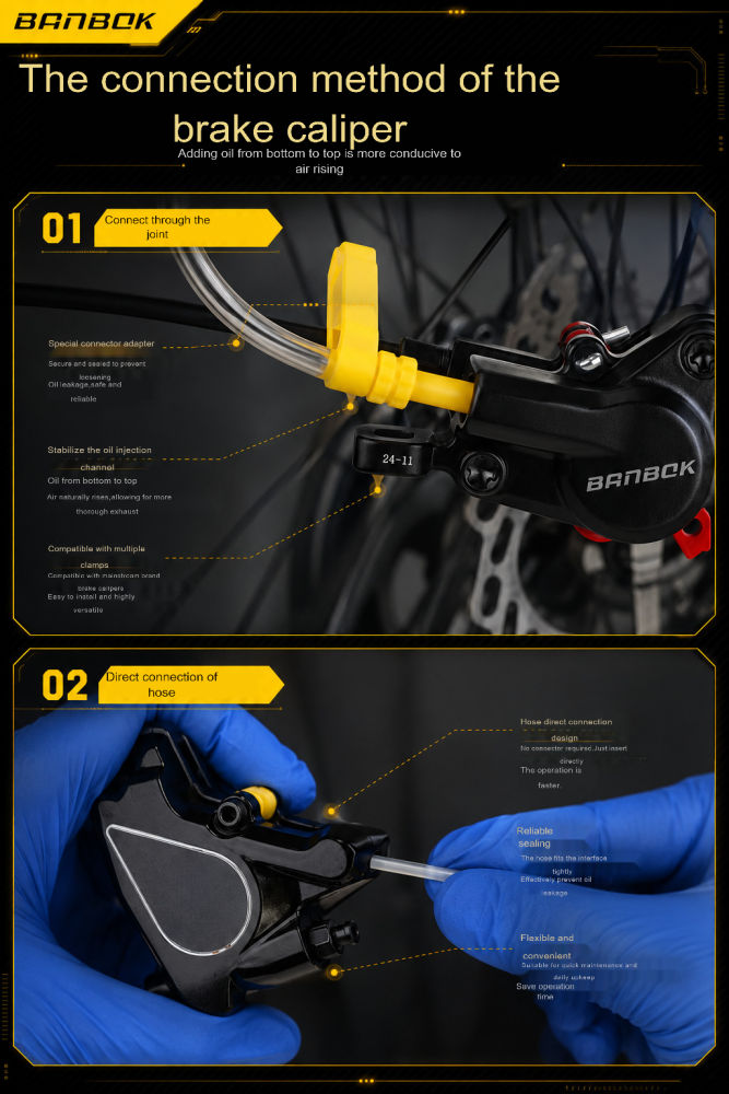 BANBOK Universal Hydraulic Disc Brake Bleed Kit for LTWOO & Mineral Oil Systems – Professional Bicycle Oil Injector Tool Set with Syringe, Funnel & Adapters