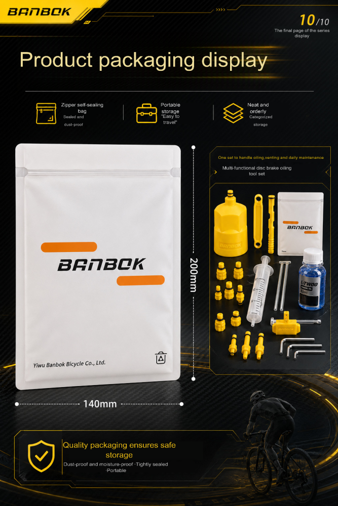 BANBOK Universal Hydraulic Disc Brake Bleed Kit for LTWOO & Mineral Oil Systems – Professional Bicycle Oil Injector Tool Set with Syringe, Funnel & Adapters