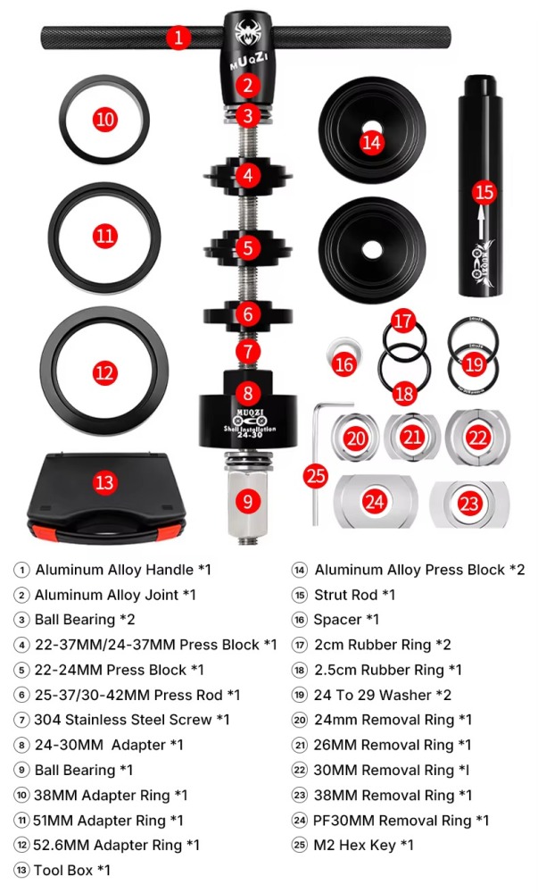 MUQZI Bottom Bracket Headset Bearing Press in Install Tool Kit Bike Bottom Bracket Removal Tool for BB86 BB30 BB92 PF30