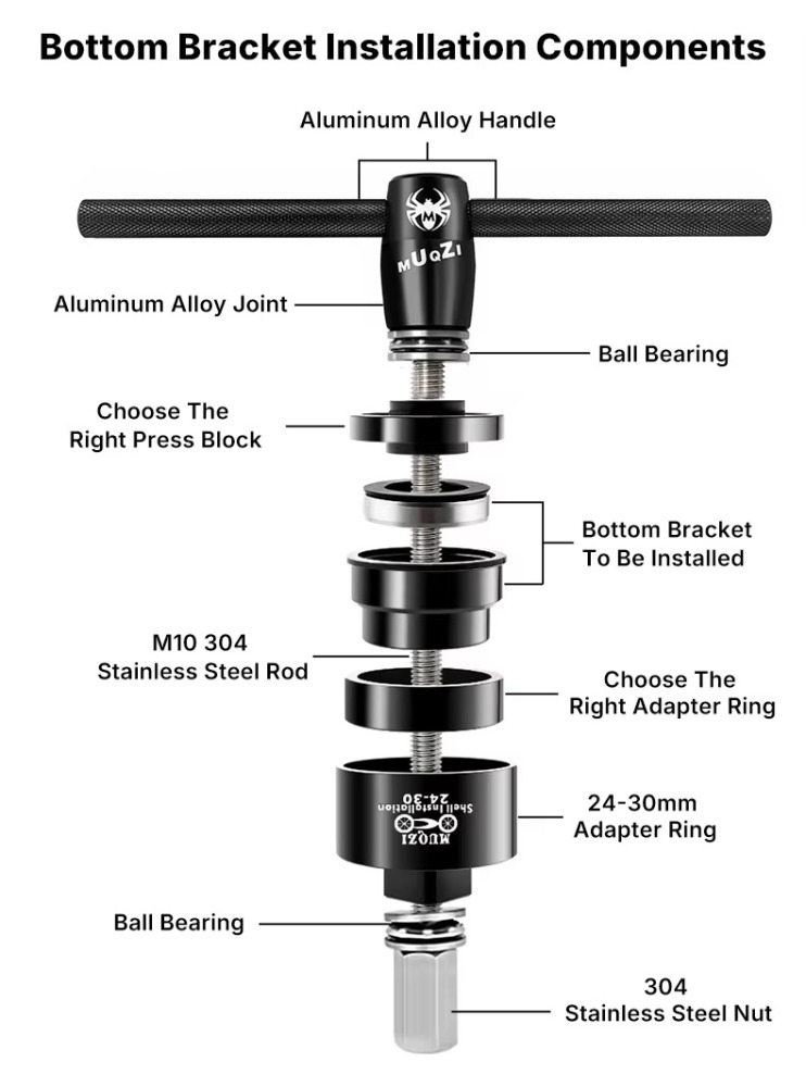 MUQZI Bottom Bracket Headset Bearing Press in Install Tool Kit Bike Bottom Bracket Removal Tool for BB86 BB30 BB92 PF30