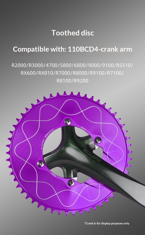 VXM 110BCD 4-Bolt Narrow Wide Chainring 40T–58T, 3mm Offset, 8–12 Speed, Compatible with Shimano R2000/R3000/4700/5800/6800/R7000/R8000/R7100/R8100/R9200