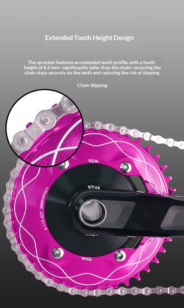 VXM 110BCD 4-Bolt Narrow Wide Chainring 40T–58T, 3mm Offset, 8–12 Speed, Compatible with Shimano R2000/R3000/4700/5800/6800/R7000/R8000/R7100/R8100/R9200