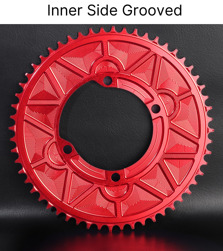 VXM 110 BCD 4-Bolt Narrow Wide Bicycle Chainring, 40T–58T CNC Aluminum Single Speed Chainring with 3mm Offset, Compatible with Shimano Road and Gravel Cranksets