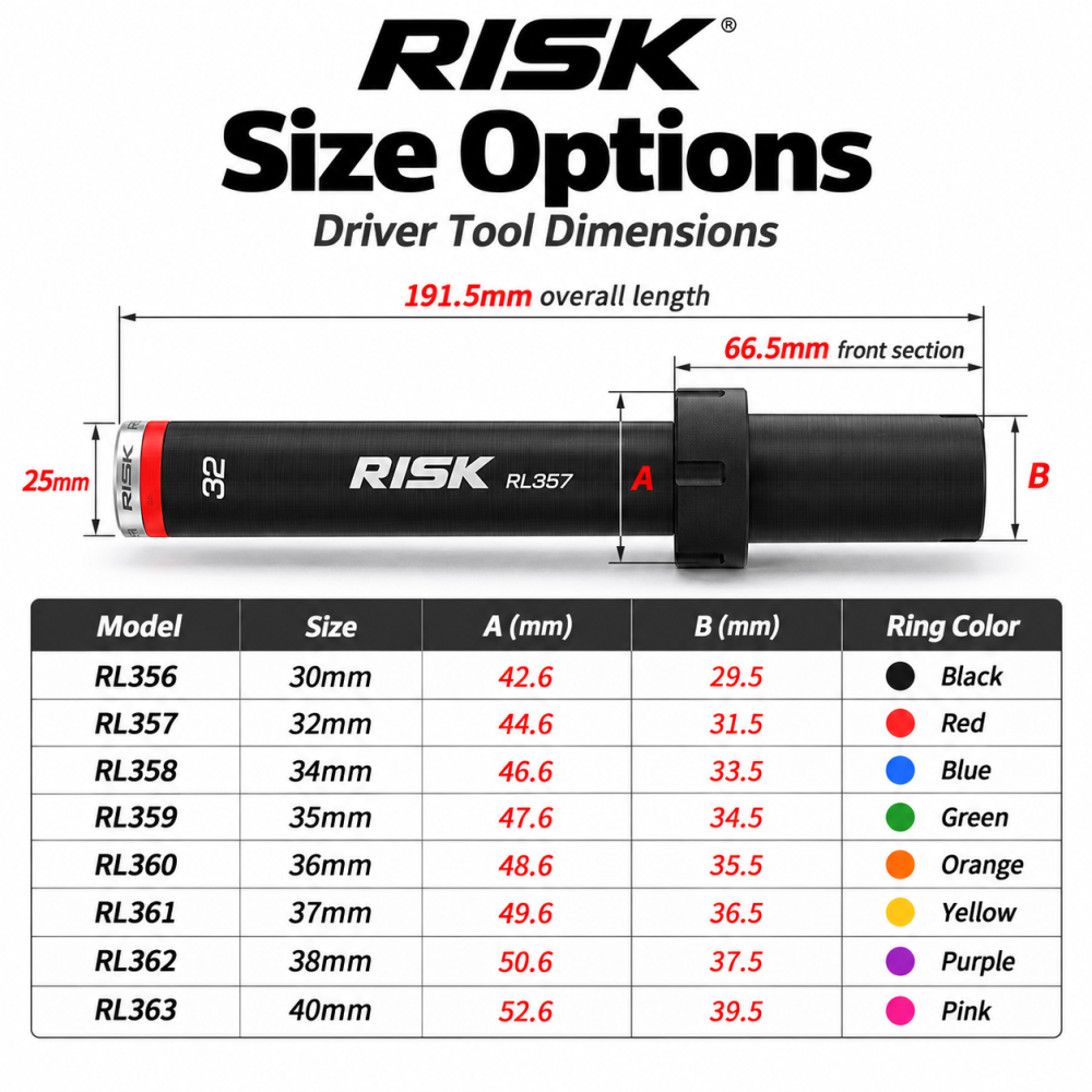 RISK Bicycle Front Fork Dust Seal Driver Tool Suspension Fork Seal Installation Maintenance Tool 30 32 34 35 36 37 38 40mm