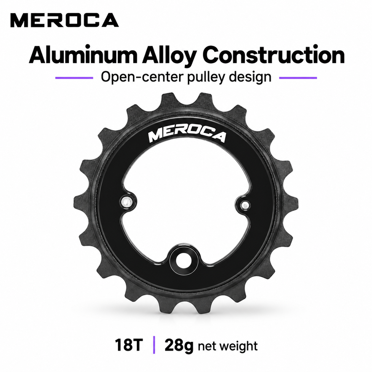 MEROCA 18T Ceramic Bearing Rear Derailleur Pulley – Hollow Eccentric Jockey Wheel, Black or Purple - material