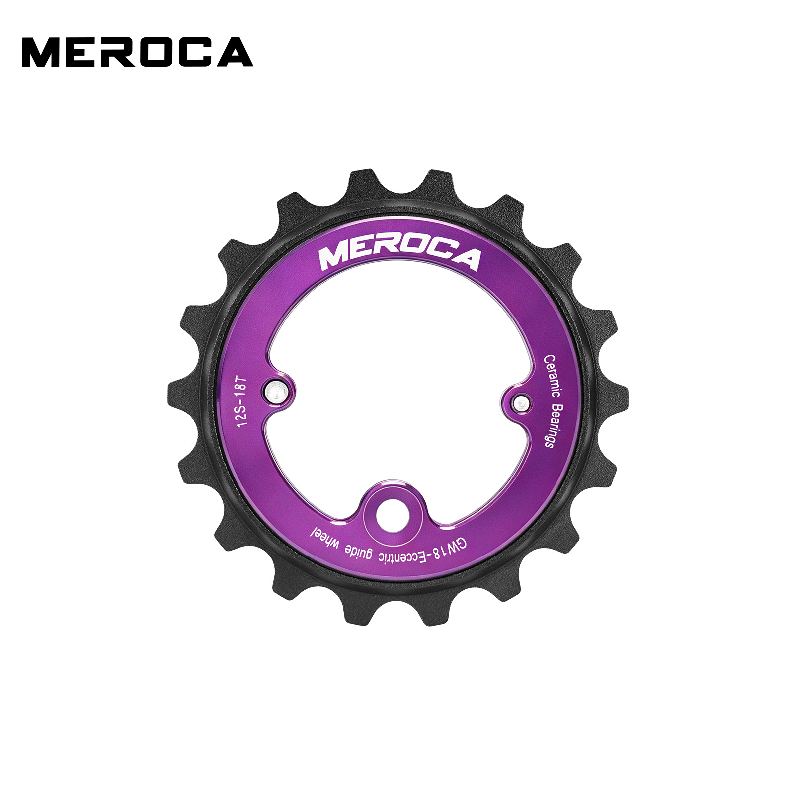 MEROCA 18T Ceramic Bearing Rear Derailleur Pulley – Hollow Eccentric Jockey Wheel, Black or Purple - CGW01-PURPLE