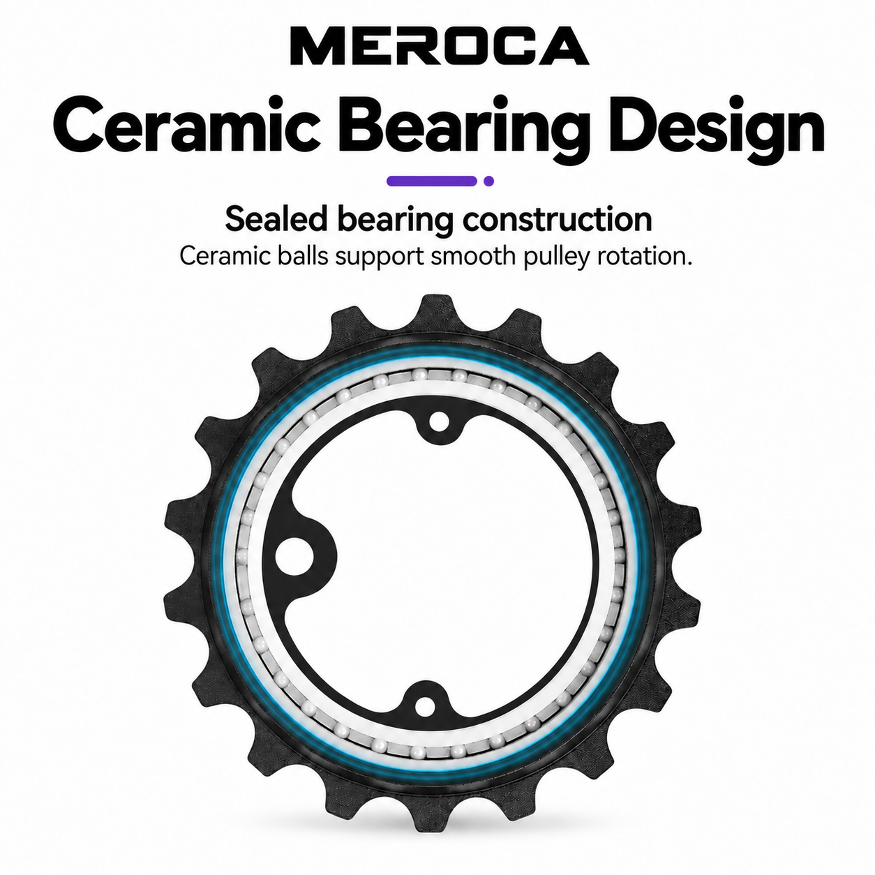 MEROCA 18T Ceramic Bearing Rear Derailleur Pulley – Hollow Eccentric Jockey Wheel, Black or Purple - ceramic
