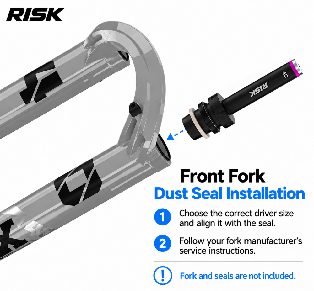 RISK Bicycle Fork Seal Driver Tools for Front Fork Dust Seal Installation – 30–40mm, Storage Rack & Maintenance Hammer Options