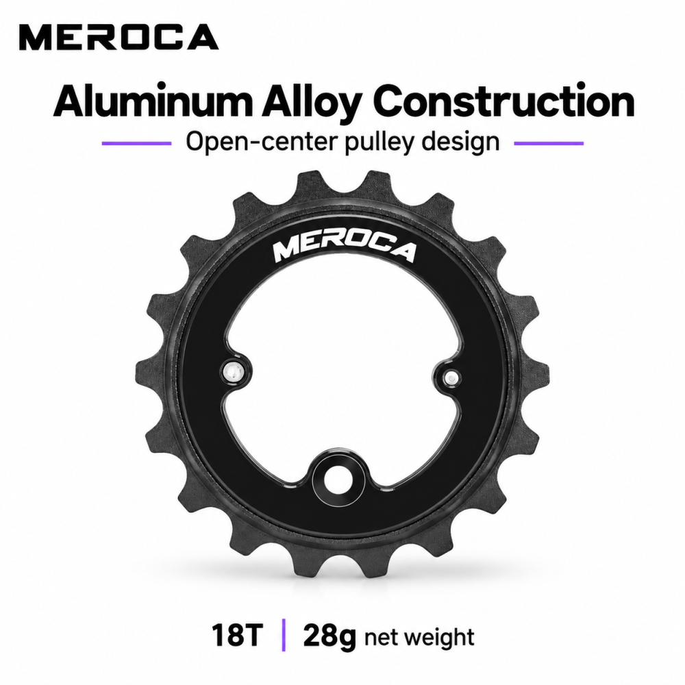 MEROCA 18T Ceramic Bearing Rear Derailleur Pulley – Hollow Eccentric Jockey Wheel, Black or Purple