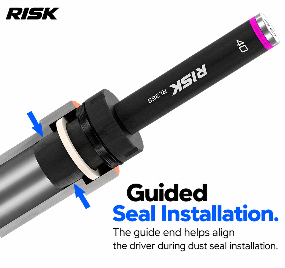 RISK Bicycle Fork Seal Driver Tools for Front Fork Dust Seal Installation – 30–40mm, Storage Rack & Maintenance Hammer Options