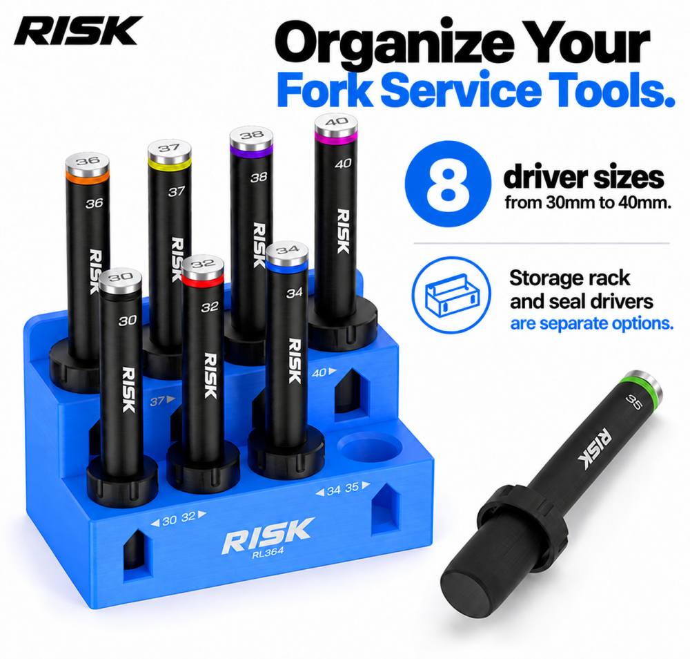 RISK Bicycle Fork Seal Driver Tools for Front Fork Dust Seal Installation – 30–40mm, Storage Rack & Maintenance Hammer Options