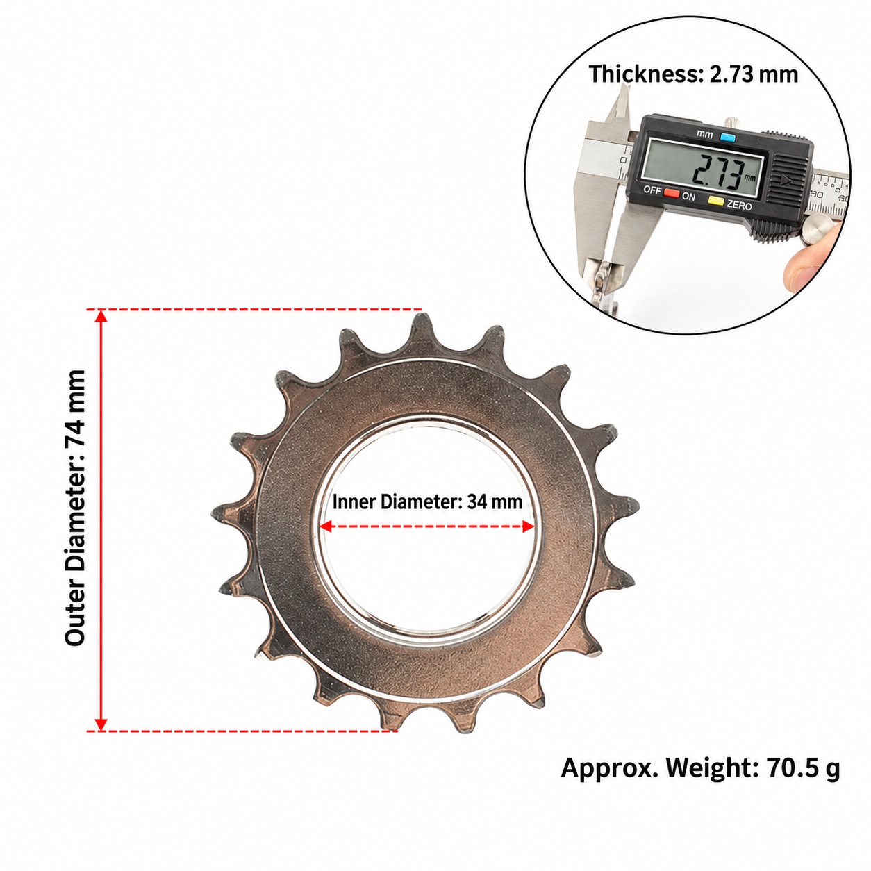 DJC Fixed Gear Track Bike Rear Cog with Lockring, 13–18T 13T 14T 15T 16T 17T 18T freewheel, Fixed Gear and Fixie