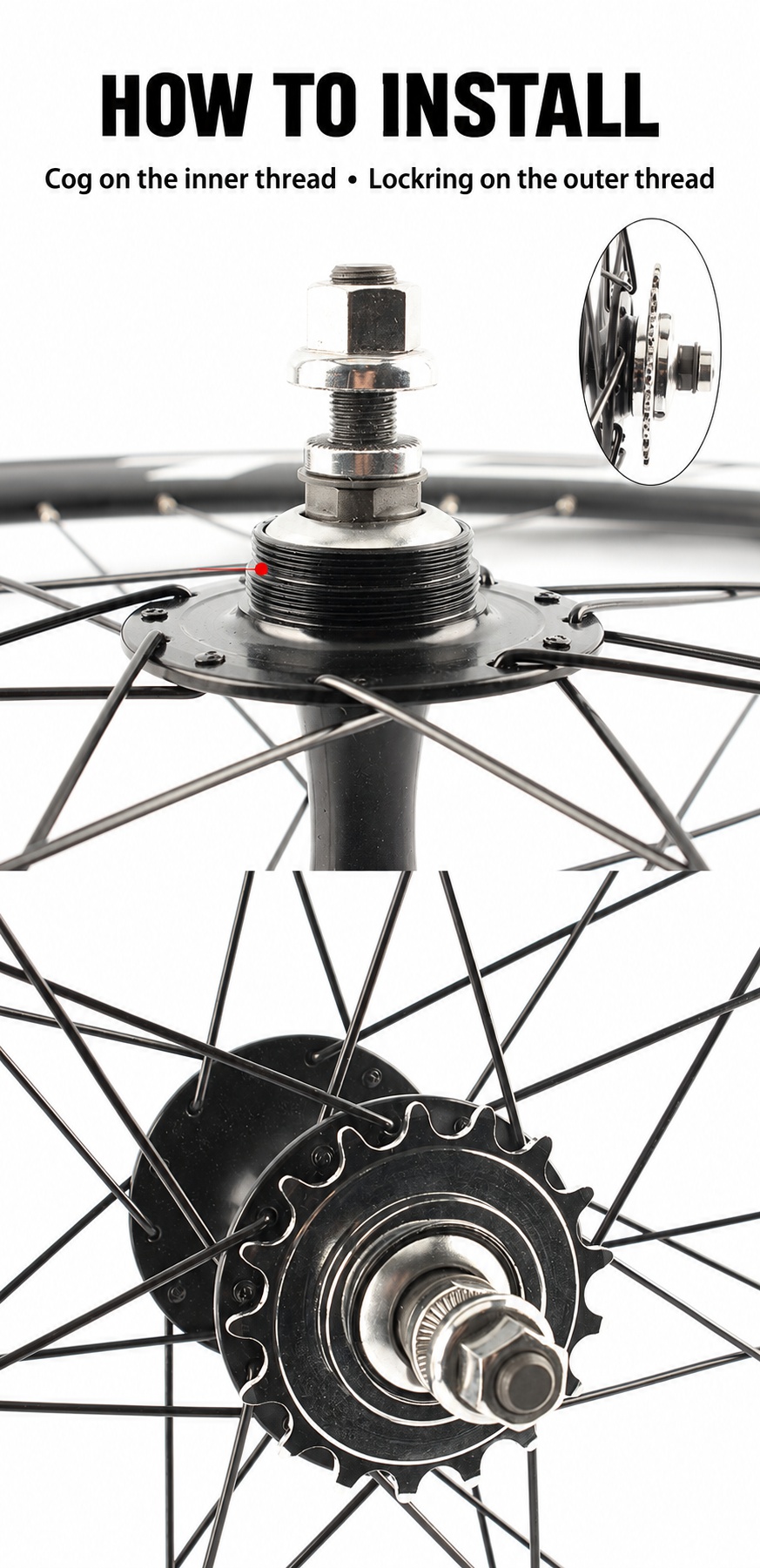 DJC Fixed Gear Track Bike Rear Cog with Lockring, 13–18T 13T 14T 15T 16T 17T 18T freewheel, Fixed Gear and Fixie