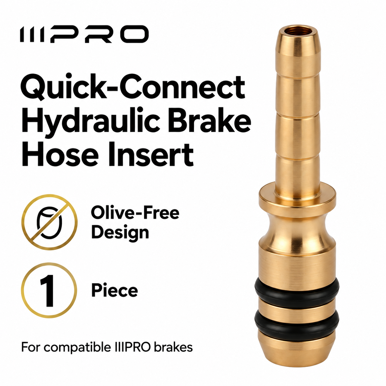 IIIPRO FIBEAX Quick-Connect Hydraulic Brake Hose Insert – Olive-Free Brass Connector, 1 Piece - hero