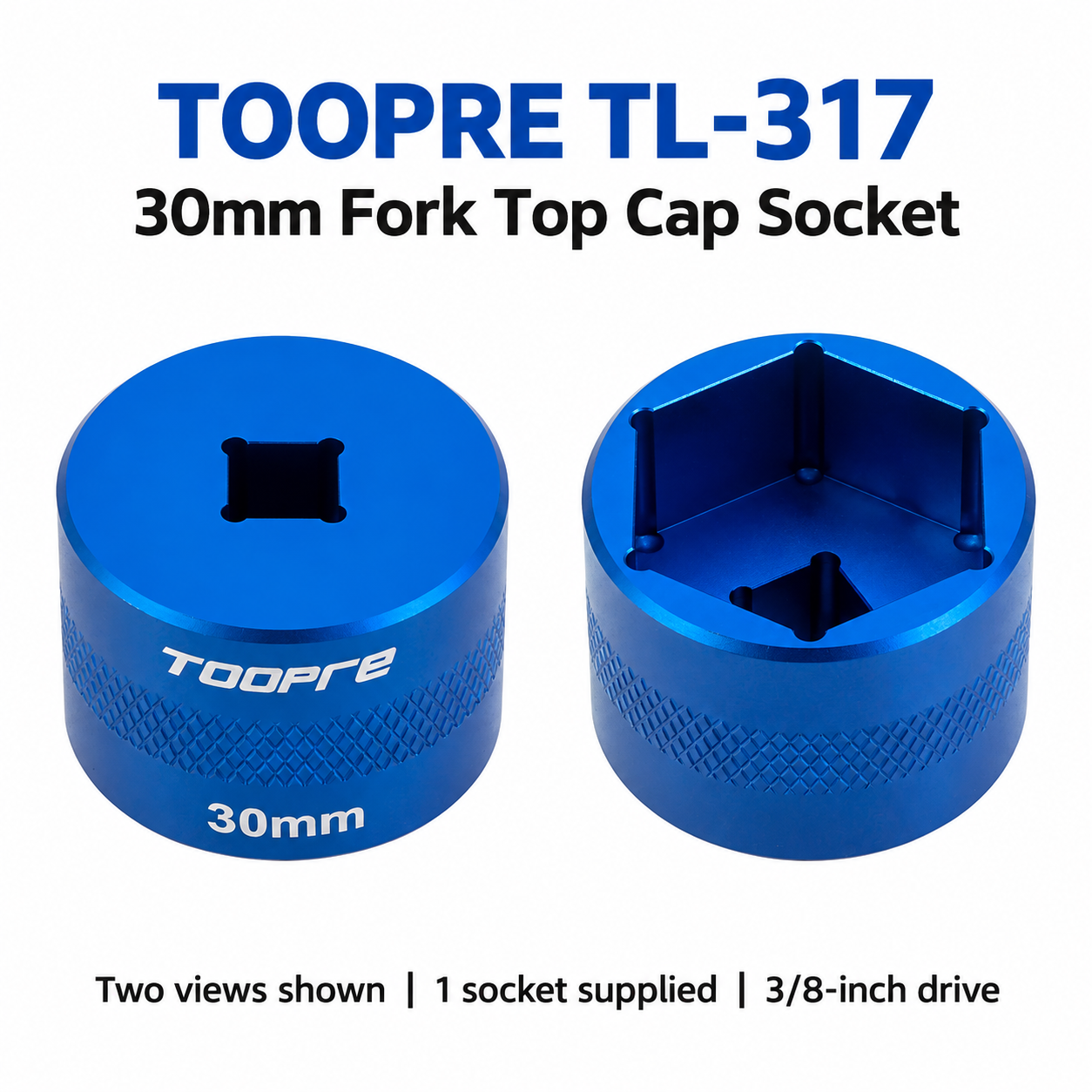 TOOPRE TL-317 Suspension Fork Top Cap Socket, 3/8-Inch Drive CNC Aluminum Tool, 20&ndash;32mm Options - 30