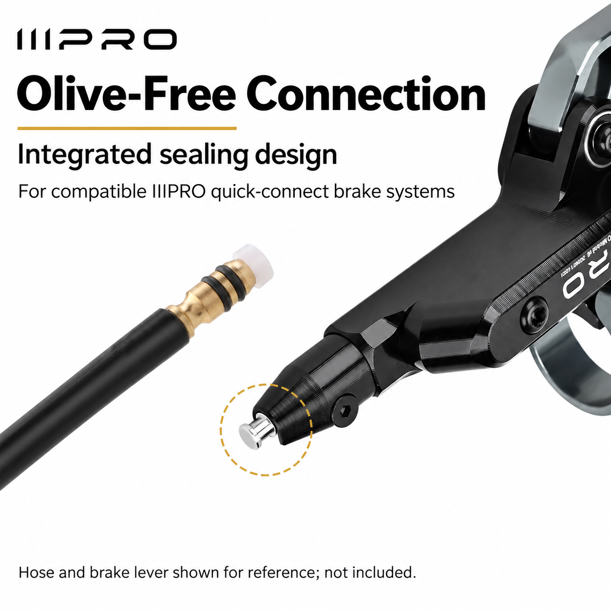 IIIPRO FIBEAX Quick-Connect Hydraulic Brake Hose Insert – Olive-Free Brass Connector, 1 Piece - olive-free