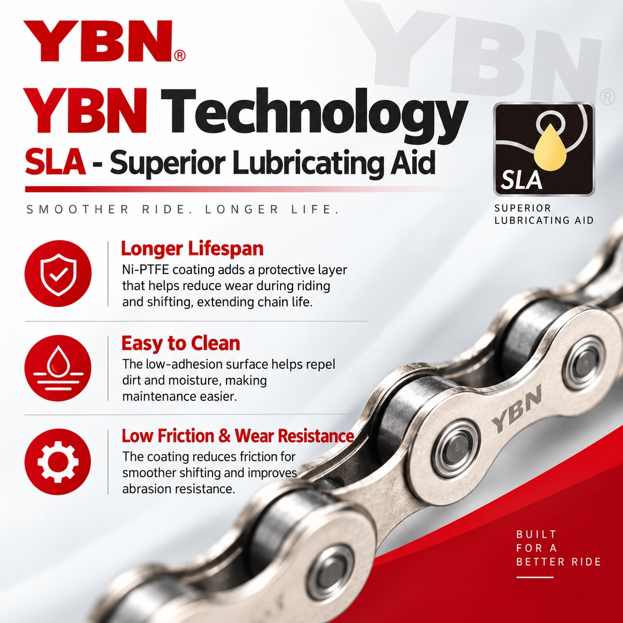 YBN Bike Chain 6/7/8/9/10/11/12-speed SLA Bicycle Chain for Shimano for SRAM MTB Road Gravel Silver Black Gold Oil Slick