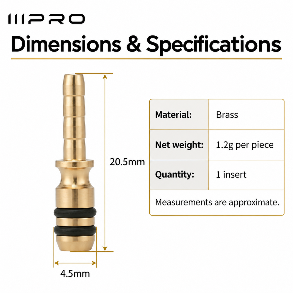 IIIPRO FIBEAX Quick-Connect Hydraulic Brake Hose Insert – Olive-Free Brass Connector, 1 Piece