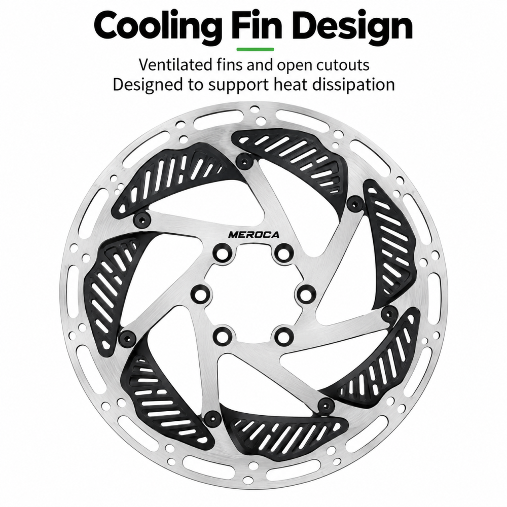 MEROCA 6-Bolt Cooling Disc Brake Rotor – Standard 160/180mm & Luminous 160mm, Mounting Bolts Included