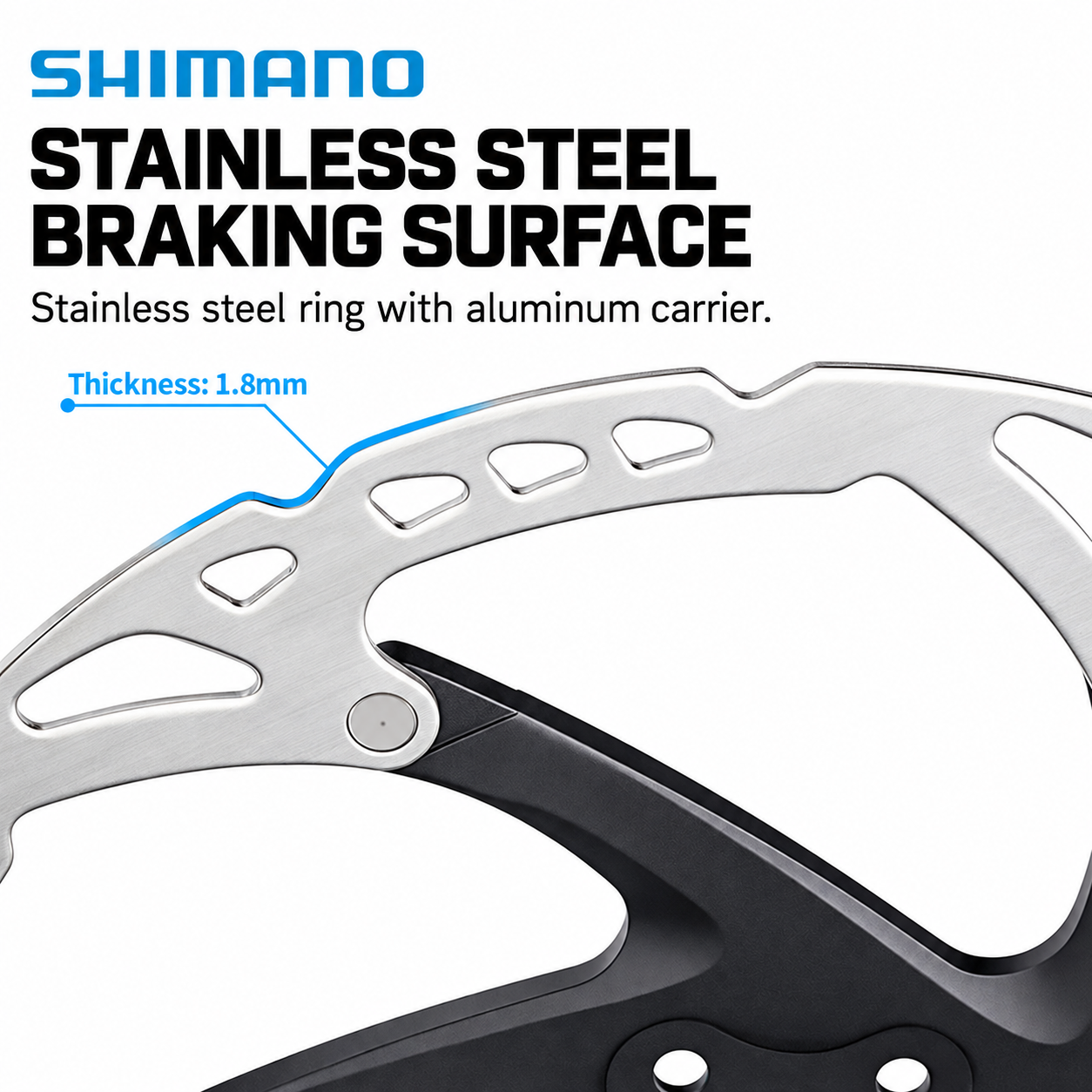 SHIMANO RT76 6-Bolt Disc Brake Rotor, 160mm / 203mm with Mounting Hardware - detail 2
