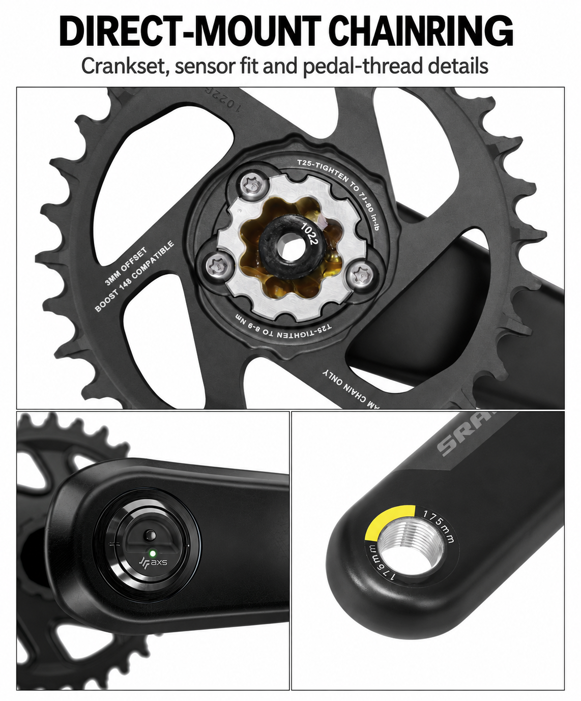 SRAM XX1 175mm 32T Carbon Crankset, Crankset with AXS Sensor or Sensor Only - detail 13