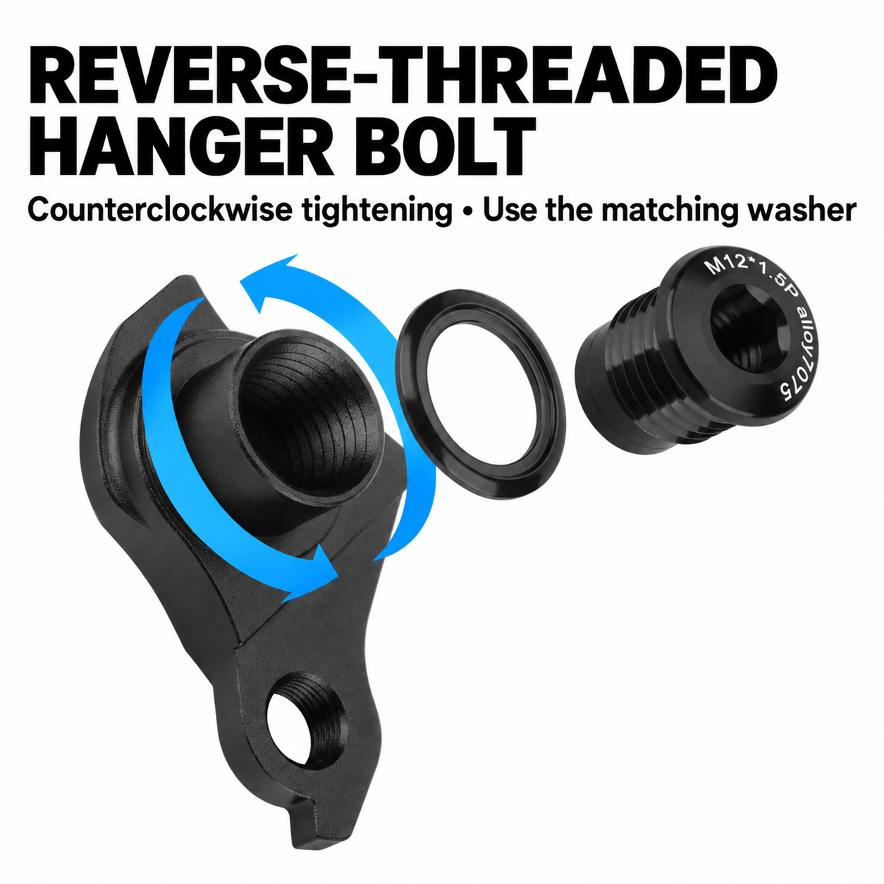 UDH-Style 7075 Aluminum Derailleur Hanger, M12 1.0 / 1.5mm Pitch or Hanger with Thru Axle - detail 3