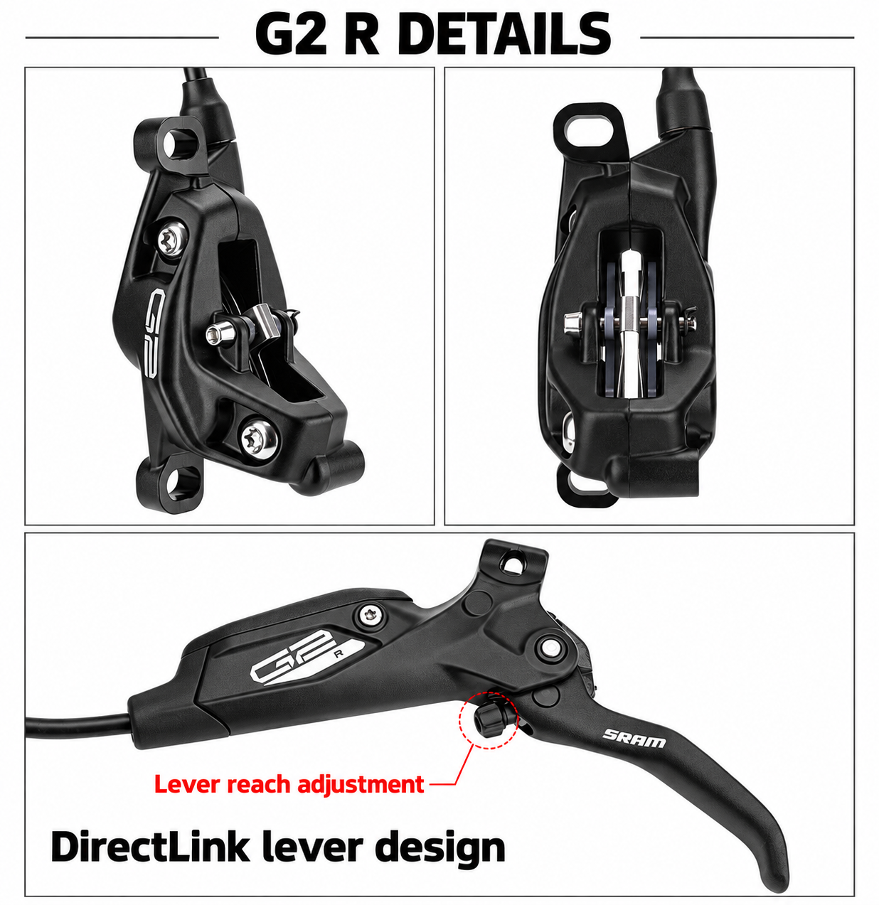 SRAM DB8 / G2 R / G2 RE 4-Piston Hydraulic Disc Brake Pair, Model and Hose Options - detail 9