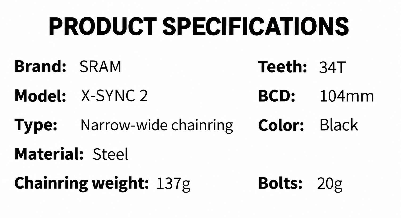 SRAM X-SYNC 2 104BCD 34T Steel Chainring with Bolts, 11 / 12 Speed - detail 6
