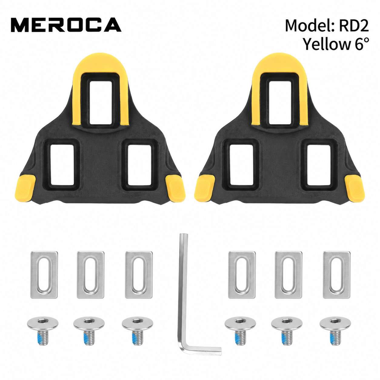 MEROCA RD2 3-Bolt Road Cycling Cleats, Yellow 6&deg; or Blue 2&deg; Float, Pair with Hardware - detail 6