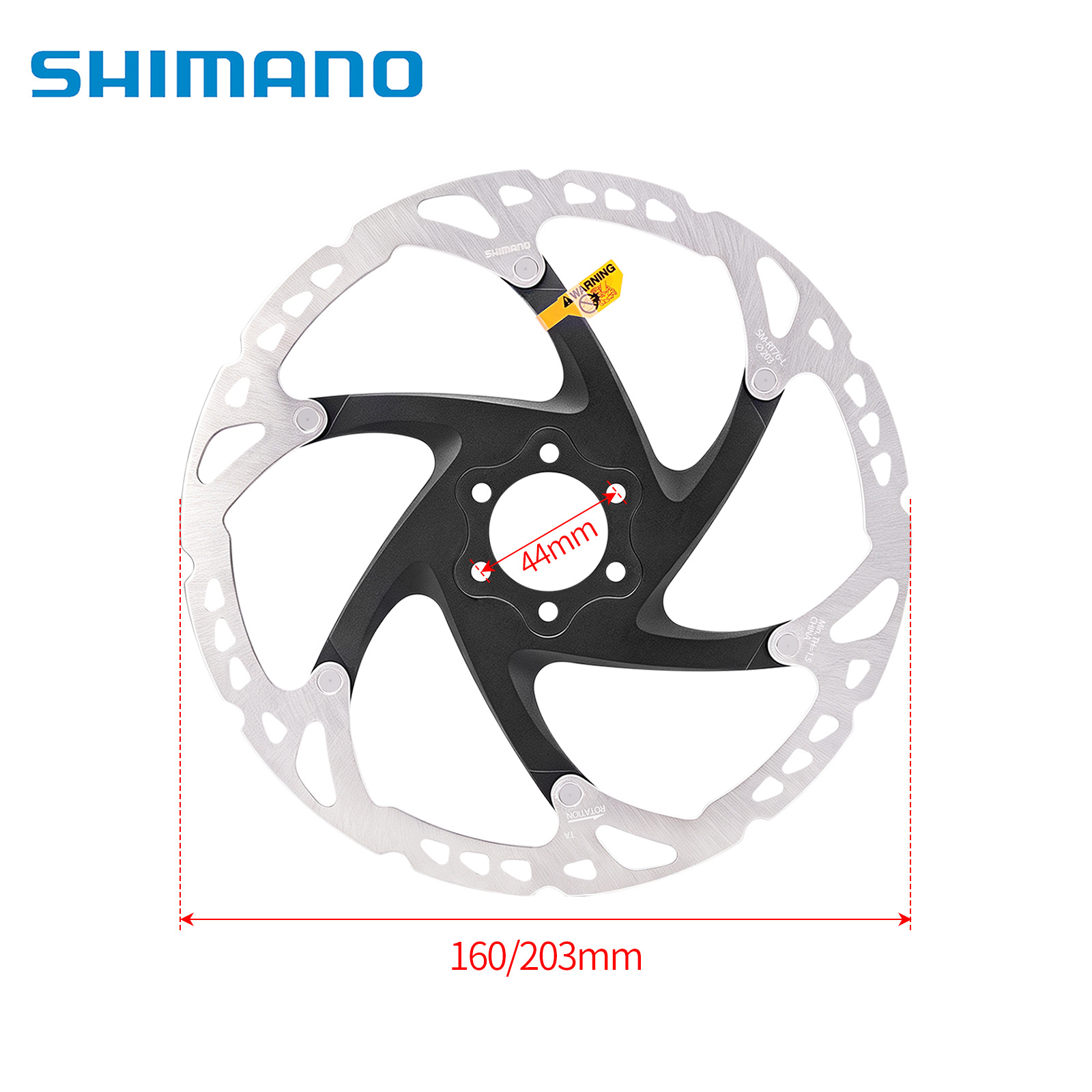 SHIMANO RT76 6-Bolt Disc Brake Rotor, 160mm / 203mm with Mounting Hardware - detail 3